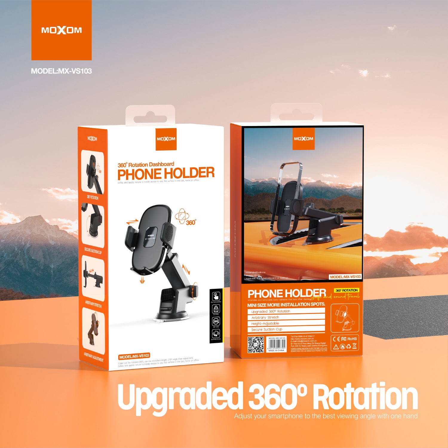 Moxom MX-VS103 360 Rotation Dashboard Porte-téléphone Noir – Image 5
