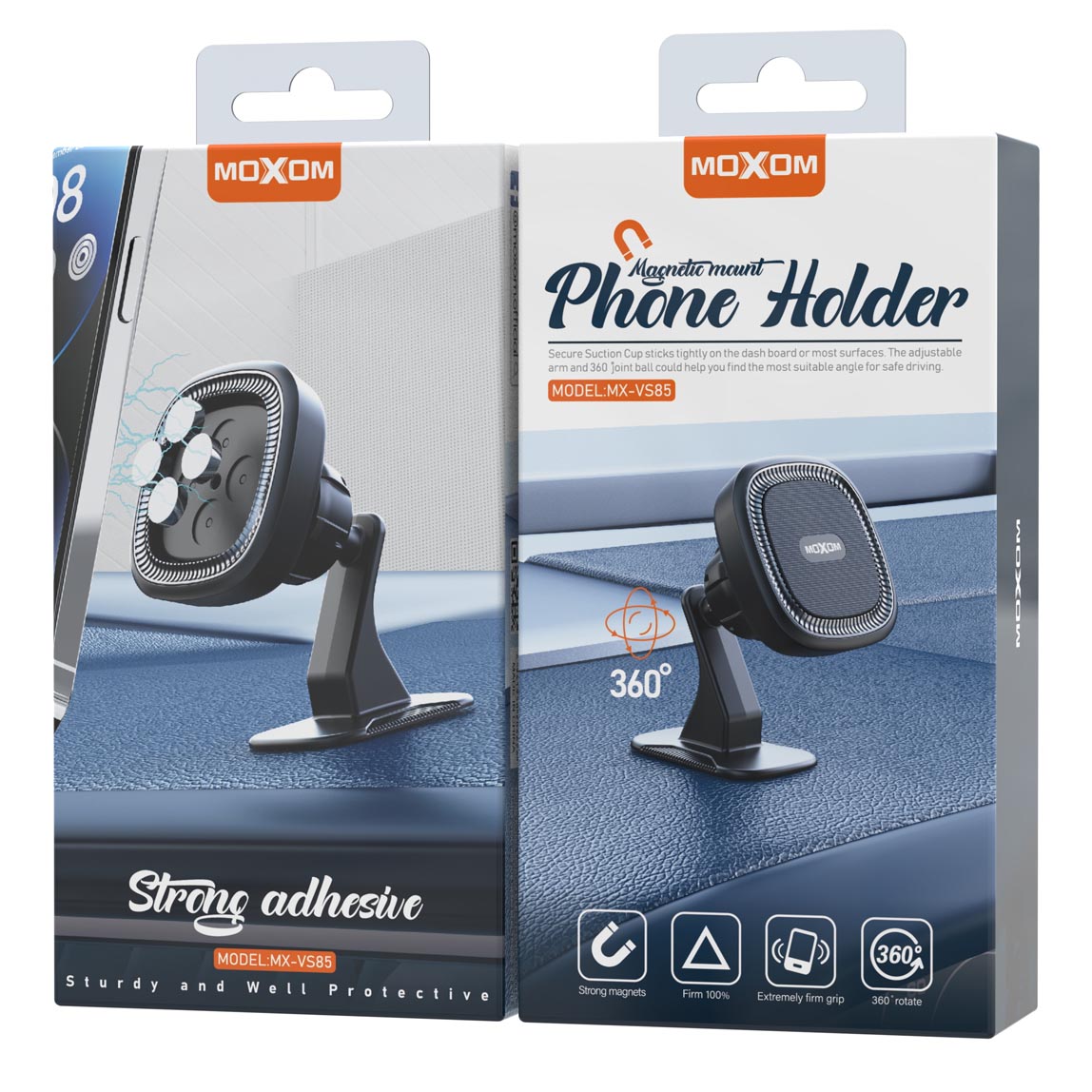 MOXOM MX-VS85 – Support Magnétique Métal 360° pour Voiture et Bureau – Noir – Image 2