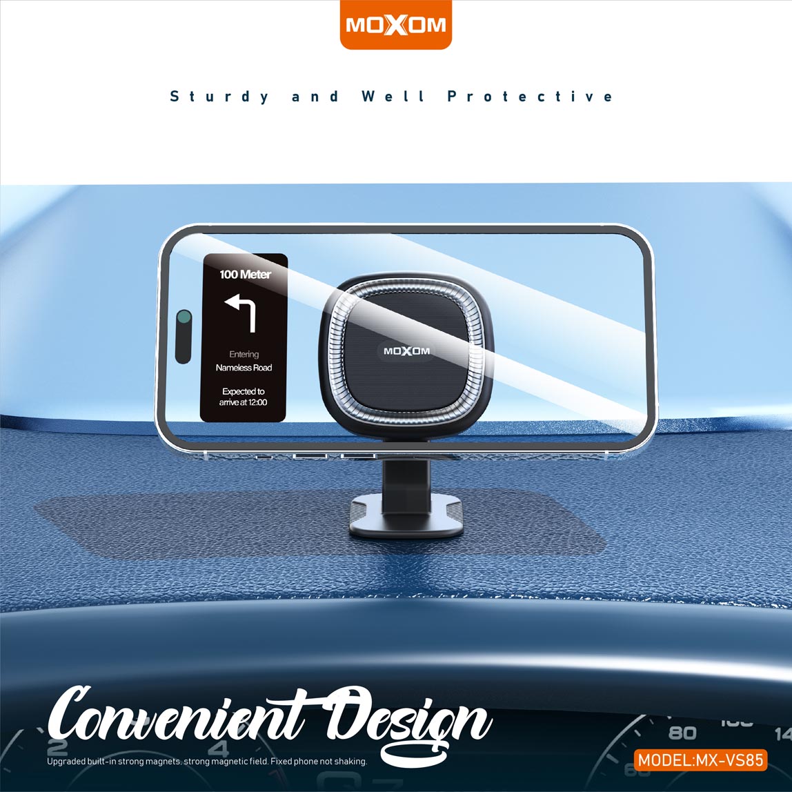 MOXOM MX-VS85 – Support Magnétique Métal 360° pour Voiture et Bureau – Noir – Image 5