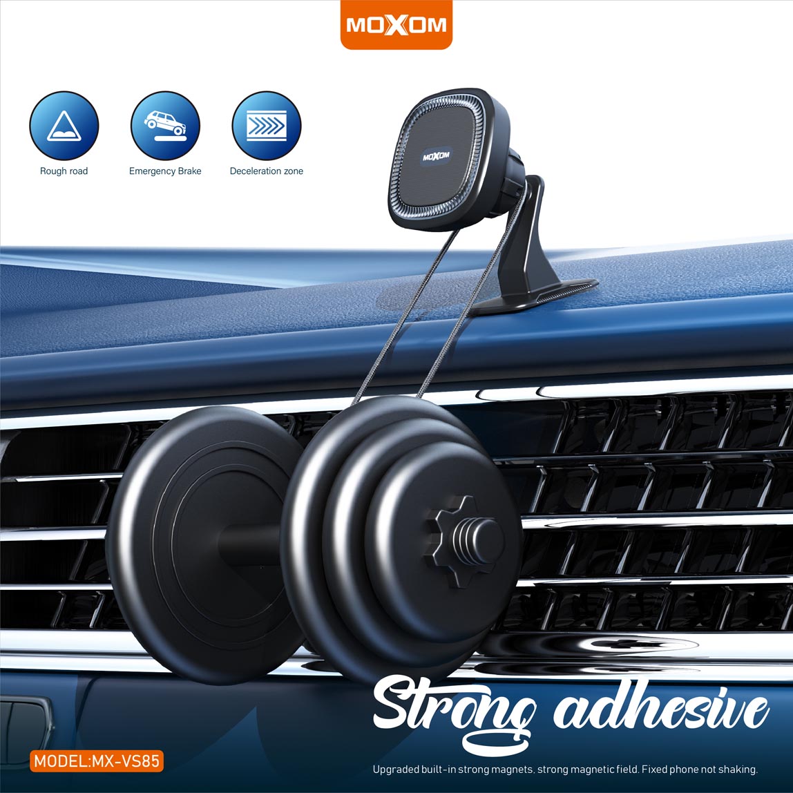 MOXOM MX-VS85 – Support Magnétique Métal 360° pour Voiture et Bureau – Noir – Image 6