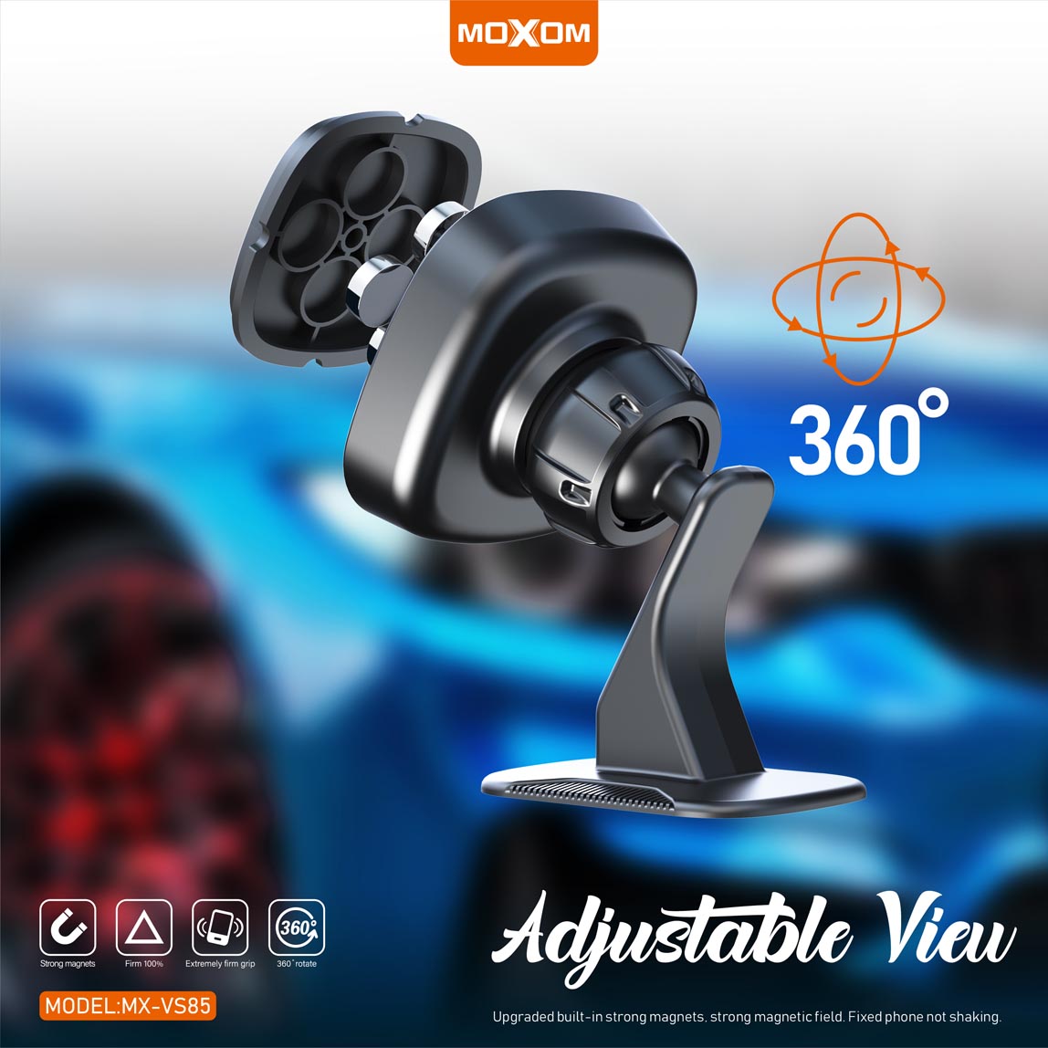 MOXOM MX-VS85 – Support Magnétique Métal 360° pour Voiture et Bureau – Noir – Image 7