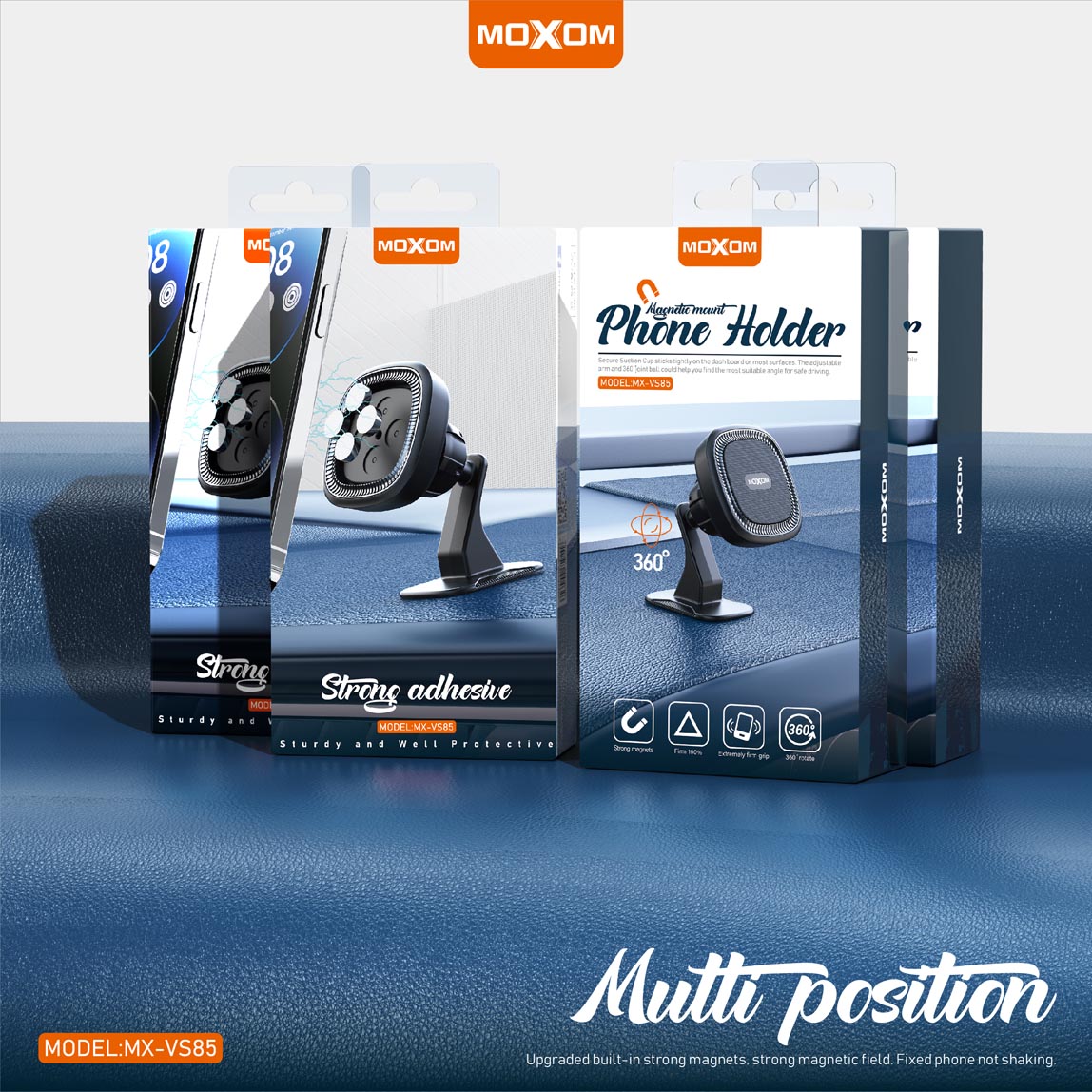 MOXOM MX-VS85 – Support Magnétique Métal 360° pour Voiture et Bureau – Noir – Image 8