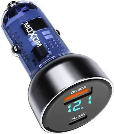 Chargeur de voiture MOXOM PD 60W à double port (USB-C / USB-A)